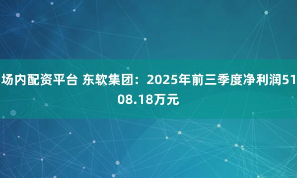 场内配资平台 东软集团：2025年前三季度净利润5108.18万元
